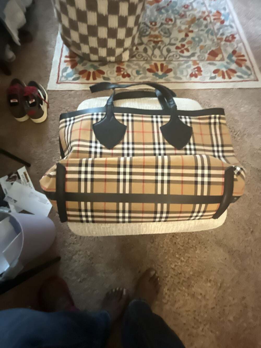 Burberry Giant Vintage Check Reversible Tote Bag